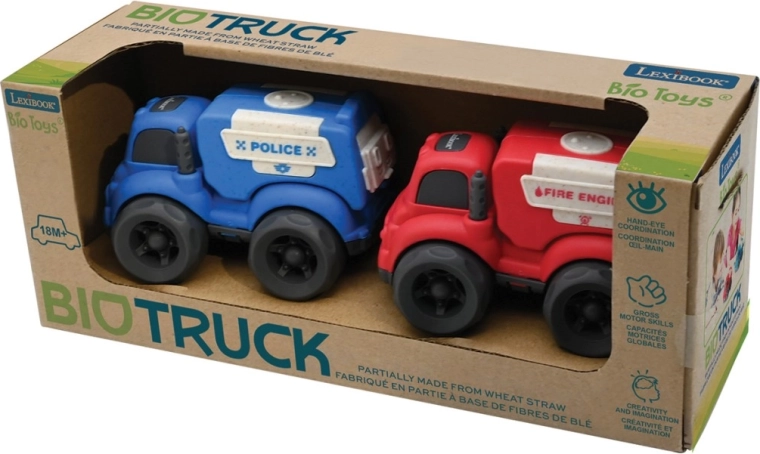 Lexibook set politiewagen en brandweerwagen van bioplastic 10 cm