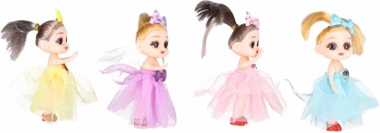 4 mini poppen in één verpakking