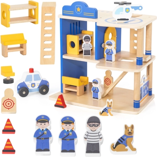 Viga Toys houten politiebureau met accessoires