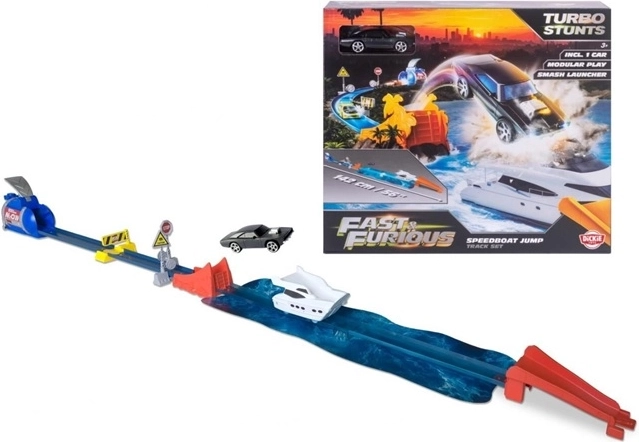 Fast & Furious Speedboat Jump-stunt-racebaan met Dodge Charger 1970
