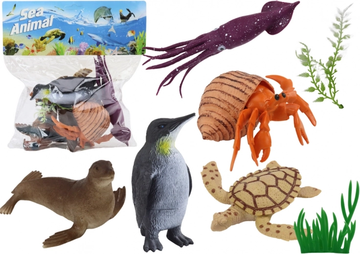 Set figuren zeedieren Planten 8 st.