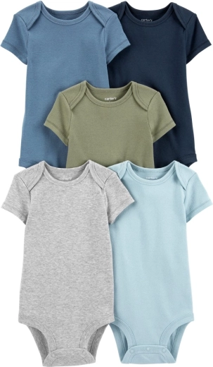 Carter’s babyrompers met korte mouw, monochroom, 5 stuks, maat 56 (NB), voor jongens