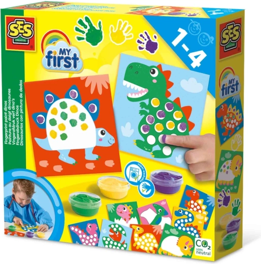 Vingerverf kleur je dinosaurus in