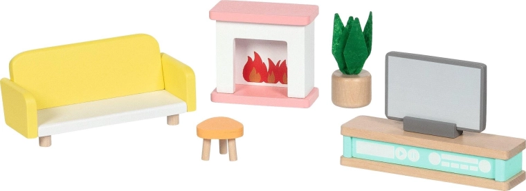 Houten meubels voor poppenhuis Copenhagen woonkamer