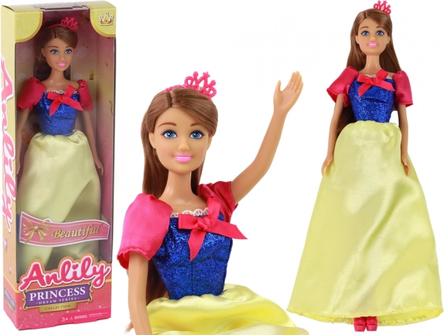 Pop Anlily Prinses met lange donkere haren en gele jurk