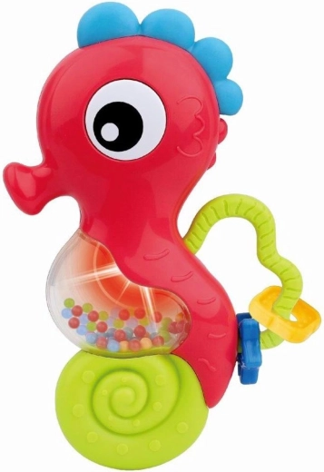 Babyrammelaar met melodie zeepaardje – rood