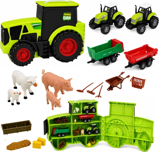 Boerderijset in tractor – draagbare boerderij (28-delige set)