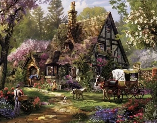 Diamond painting – landelijke cottage 30 × 40 cm