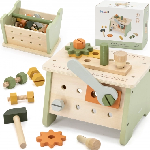 Viga PolarB mini werkbank 2-in-1 houten gereedschapsset