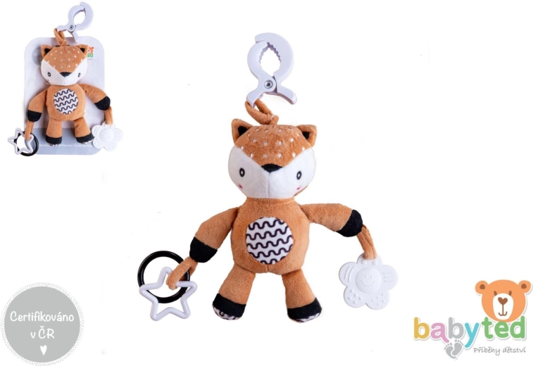 Pluchen hangend hertje met rammelaar voor baby's