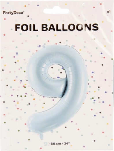 Folieballon cijfer 9 blauw 86 cm