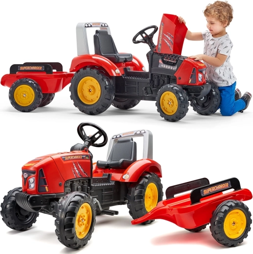traptractor met aanhanger Red Supercharger vanaf 3 jaar