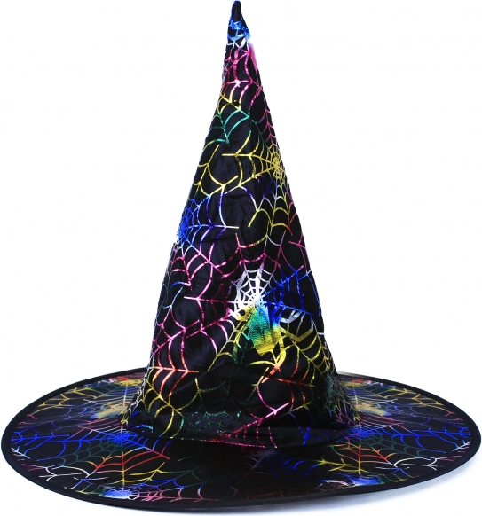 Heksenhoed met gekleurde spinnenwebben voor volwassenen