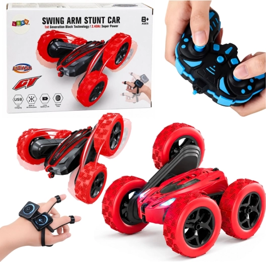 Stuntauto RC met gebarenbediening 360° – rood