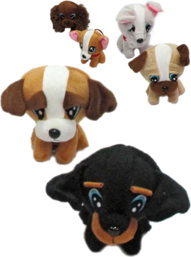 Pluchen hondje (goudklompje) met grote ogen 20 cm (6 varianten) - 1 stuk