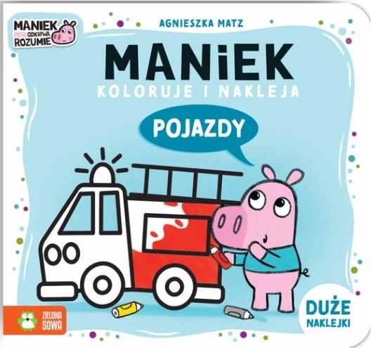 Maniek kleurt en plakt voertuigen