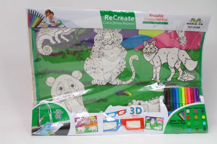 ReCreate afwasbaar 3D-kleurcanvas – dierenwereld