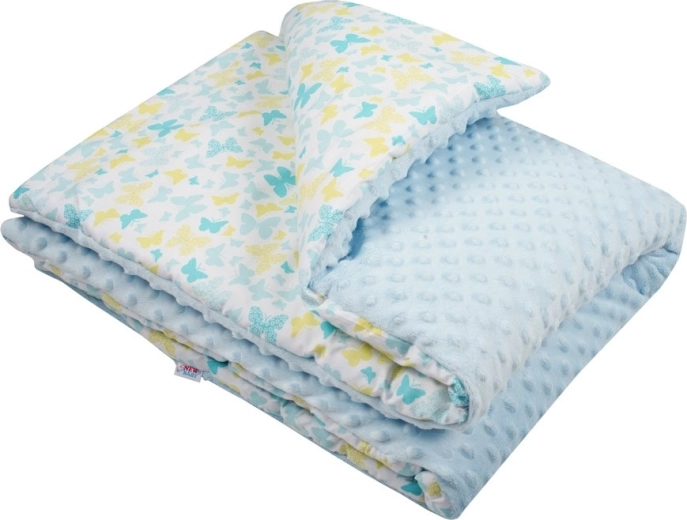 Babydeken van minky met vulling New Baby blauw 80 × 102 cm