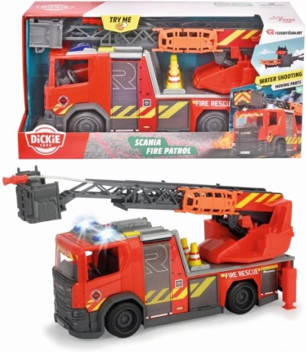 Brandweerauto SCANIA Rosenbauer 35 cm met lichten, geluiden en waterkanon