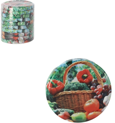 Set deksels voor weckpotten 82 mm met groentemotief, 10 stuks