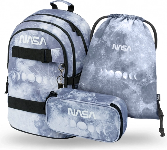 Baagl schoolsset NASA Grey – rugzak, etui en gymzak