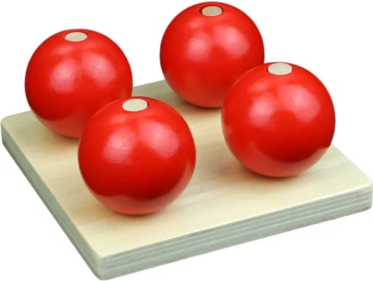 Houten ballen op pinnetjes rood - 1 stuk