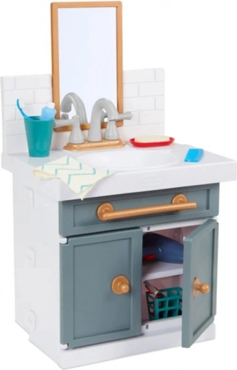 Kinderbadkamerwastafel met spiegel en accessoires