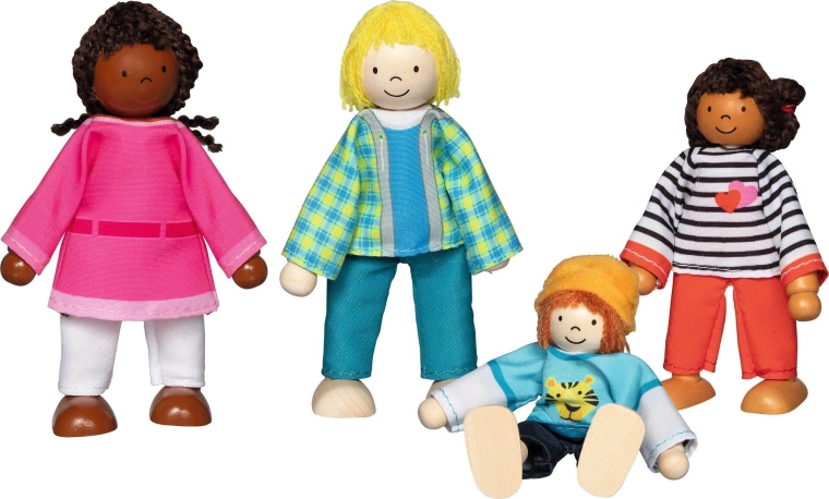 Goki flexibele houten figuren – intercultureel gezin