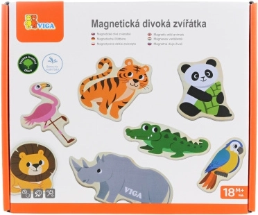 Houten magneetjes wilde dieren Viga