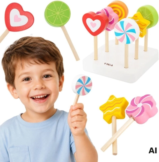 Viga houten lollyset met standaard voor kinderen 18m+