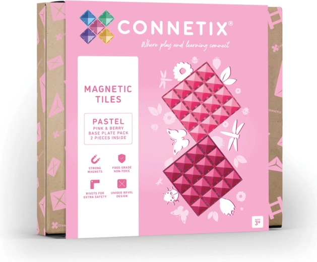 Magnetische bouwplaten Pastel Pink & Berry, 2 stuks