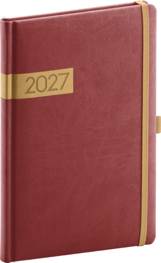 Notique weekagenda Twill 2027 bordeaux-goud 15 × 21 cm