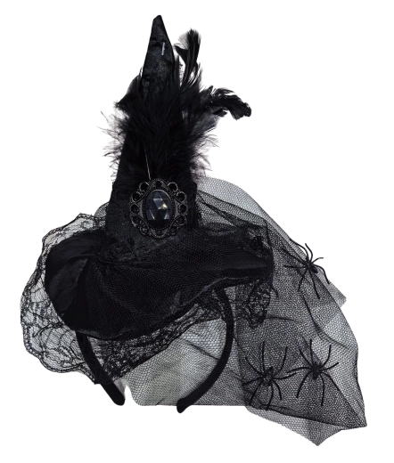 Halloween-diadeem met minihoedje en spinnen