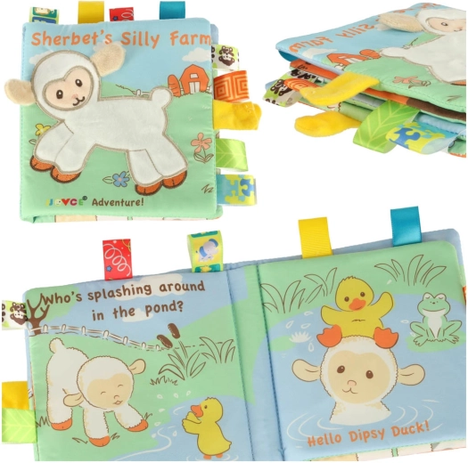 Sensorisch kinderboek met schaapje en labels