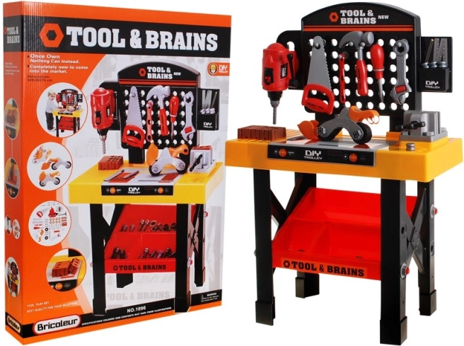 Kinder gereedschapstafel met gereedschap en bouwblokken 3+