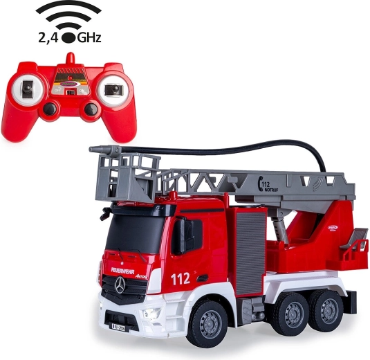 Brandweerwagen Mercedes-Benz Antos met draaibare ladder en sproeifunctie, schaal 1:26