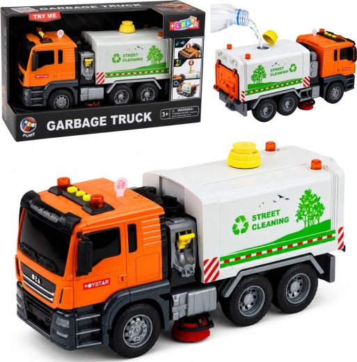Vuilniswagen – kinder-straatveegwagen met watertank (watersproeifunctie), licht en geluid