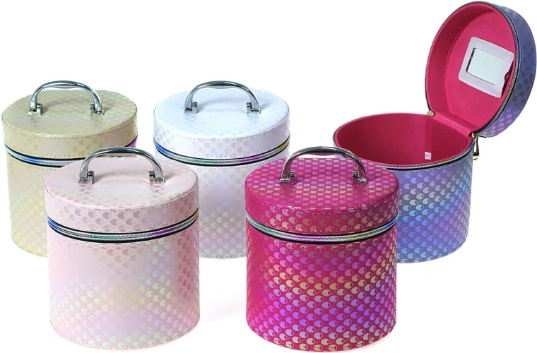 ADAR kinder-cosmeticakoffertje met spiegeltje en ritssluiting, maat M, metallic glans - 1 stuk