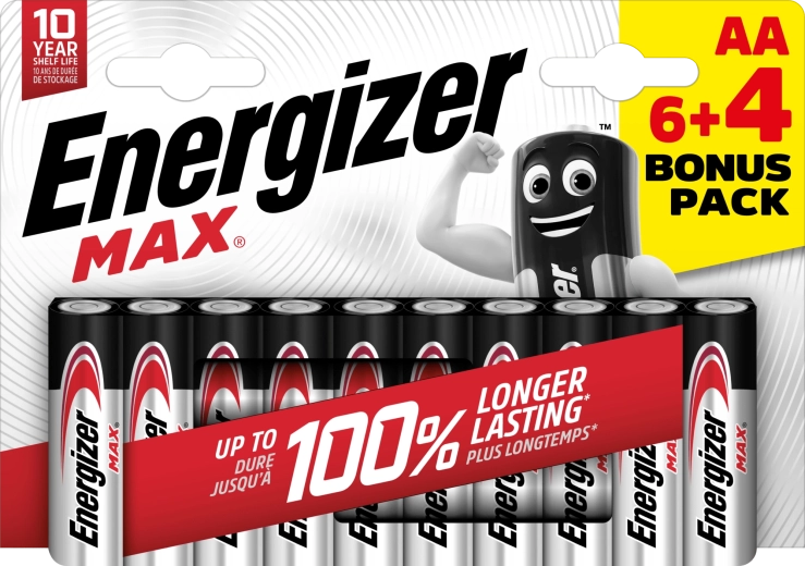 Energizer Max AA alkaline batterijen 10 stuks (6+4)