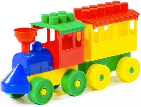 Bouwset trein met locomotief en wagon