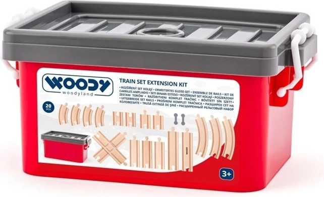 Woodyland set houten rails in kunststof box - 20 stuks