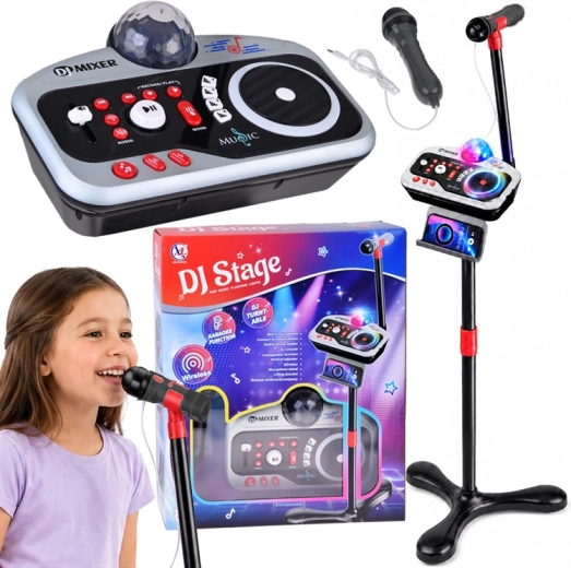 Kinder-DJ-console DJ Stage met karaoke-microfoon, Bluetooth en discobal