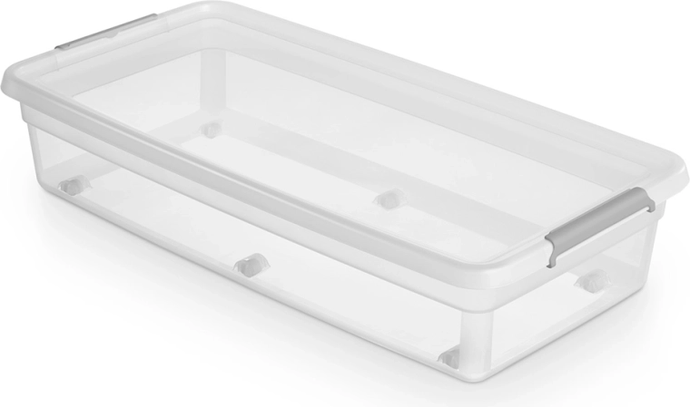 Basestore opbergbox met deksel, clips en wieltjes 35 l