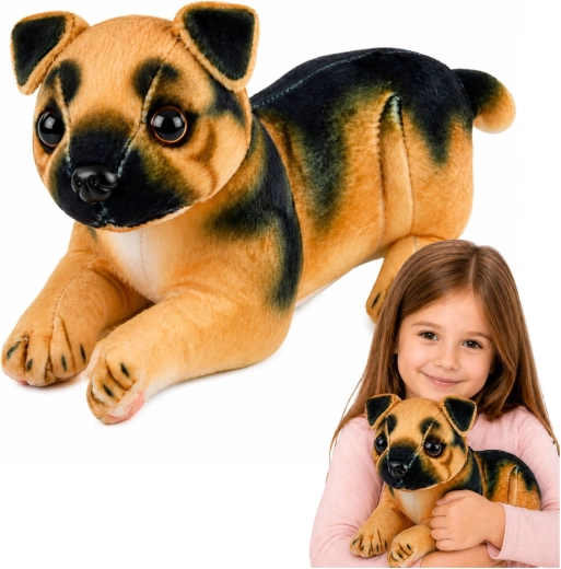 Pluchen Duitse herder 25 cm – realistische knuffelhond om te knuffelen