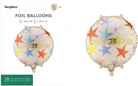 Folieballon in pastilvorm „Congrats“ 35 × 35 cm, mix van kleuren