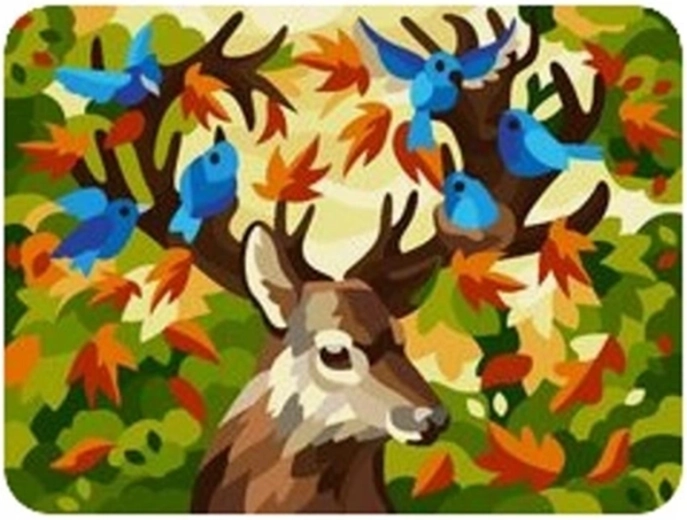 Norimpex Schilderen op nummer Hert met vogeltjes 40 × 50 cm