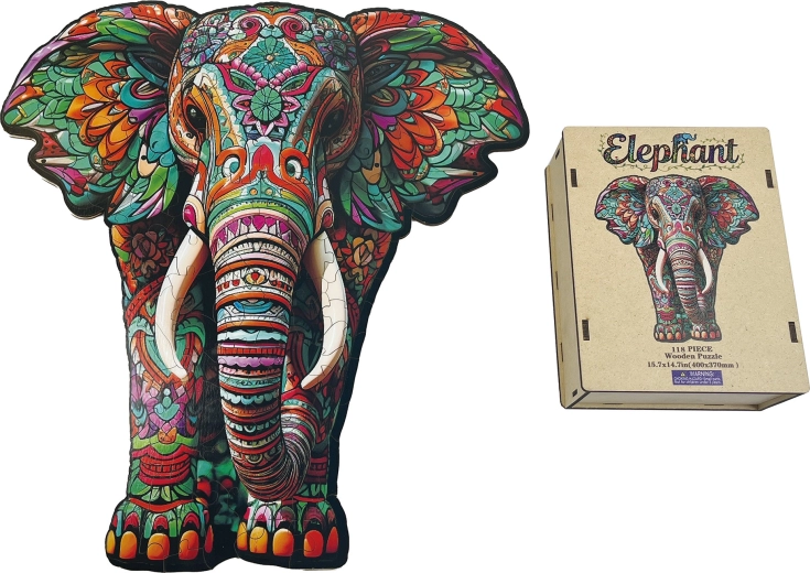 Houten insteekpuzzel olifant