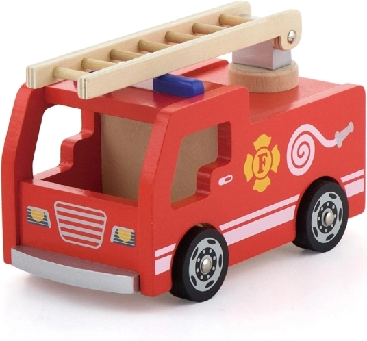 Houten brandweerauto voor actievolle uitrukken