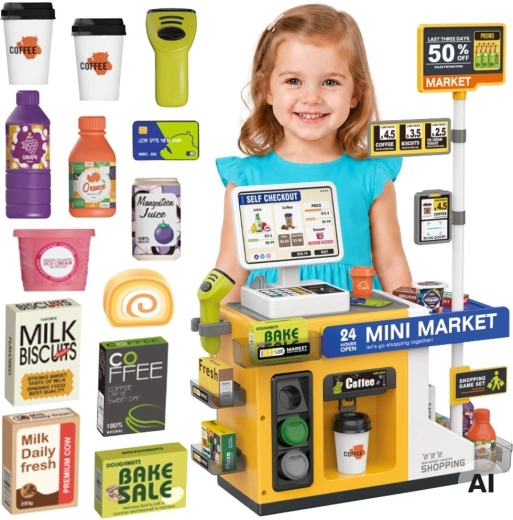 Woopie mini market – interactieve zelfscankassa met scanner