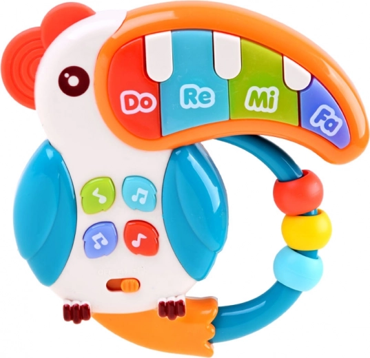 Lichtgevende snavel en vrolijke geluiden